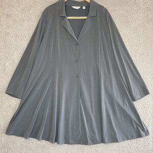 Susan Graver Stretch Liquid Knit Midi Shirt Dress Gray Size 2XP Petite XXL